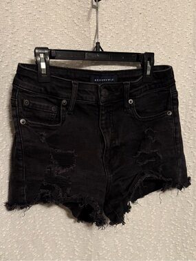 Aeropostale Black Distressed High-Rise Jean Shorts